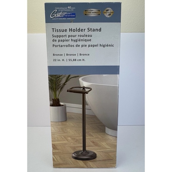 Gatco Modern Toilet Paper Holder Freestanding Rustic Metal Oil Rubbed Bronze - Picture 1 of 16